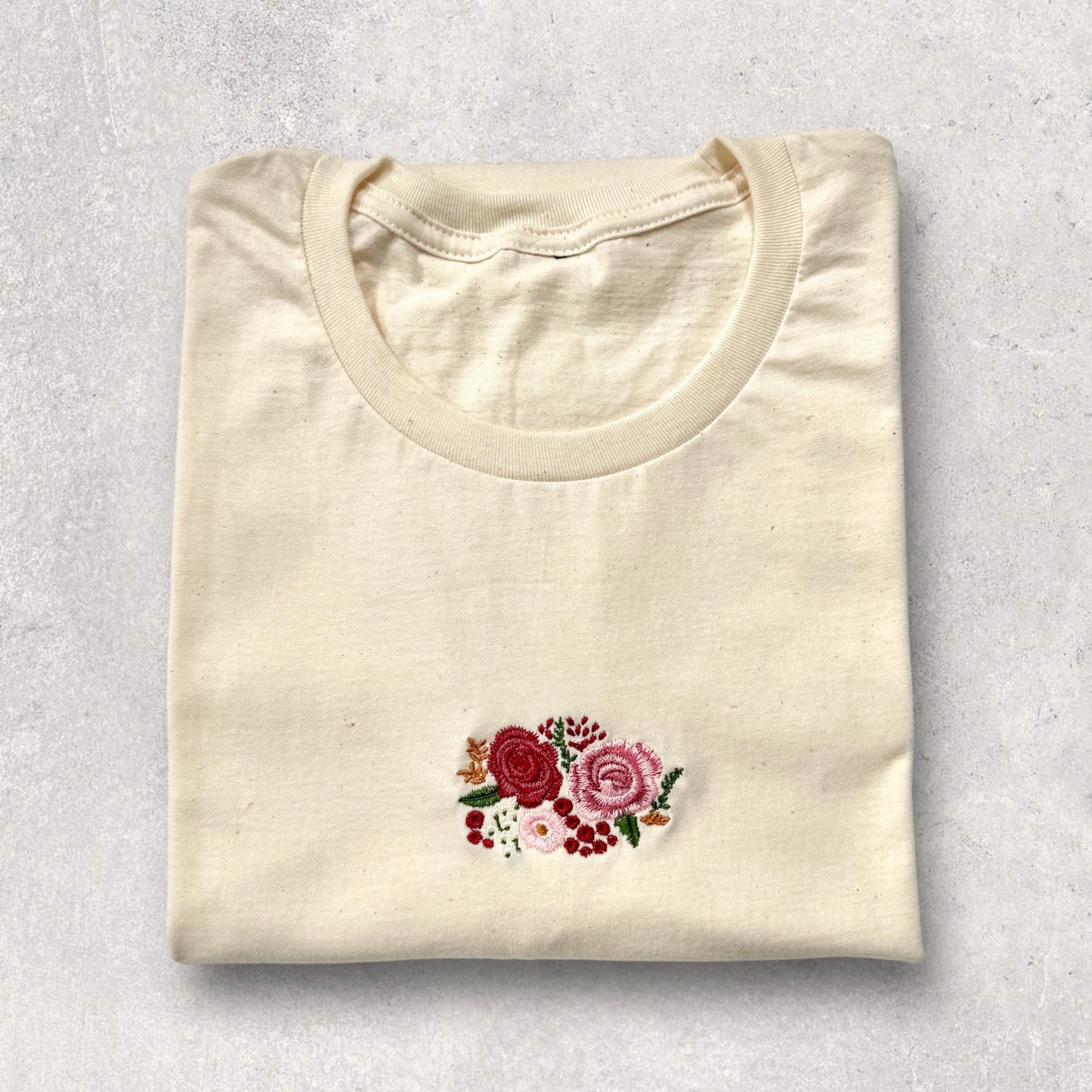 Embroidered T-shirt - 'Meet Me at Monet's' - Neutral