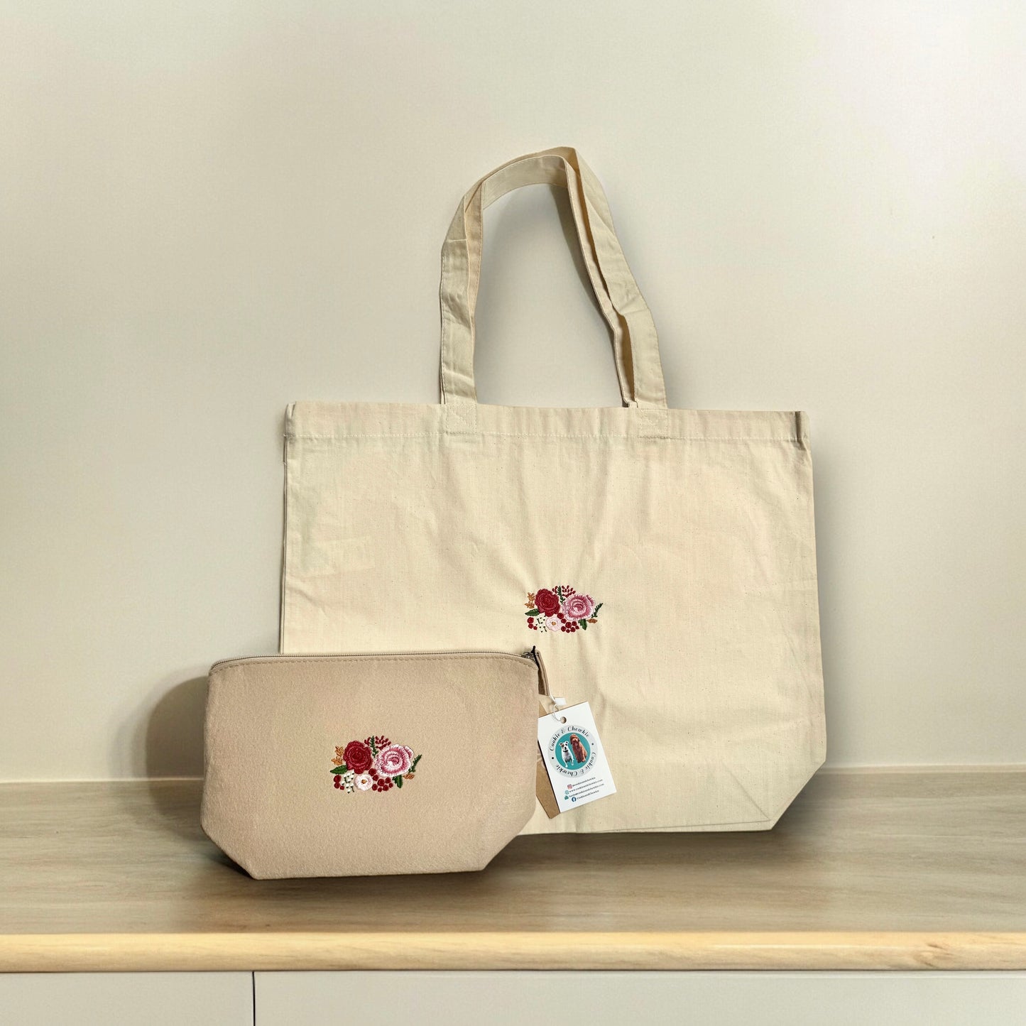 Embroidered Cotton Maxi Tote Bag - 'Meet Me at Monet's'