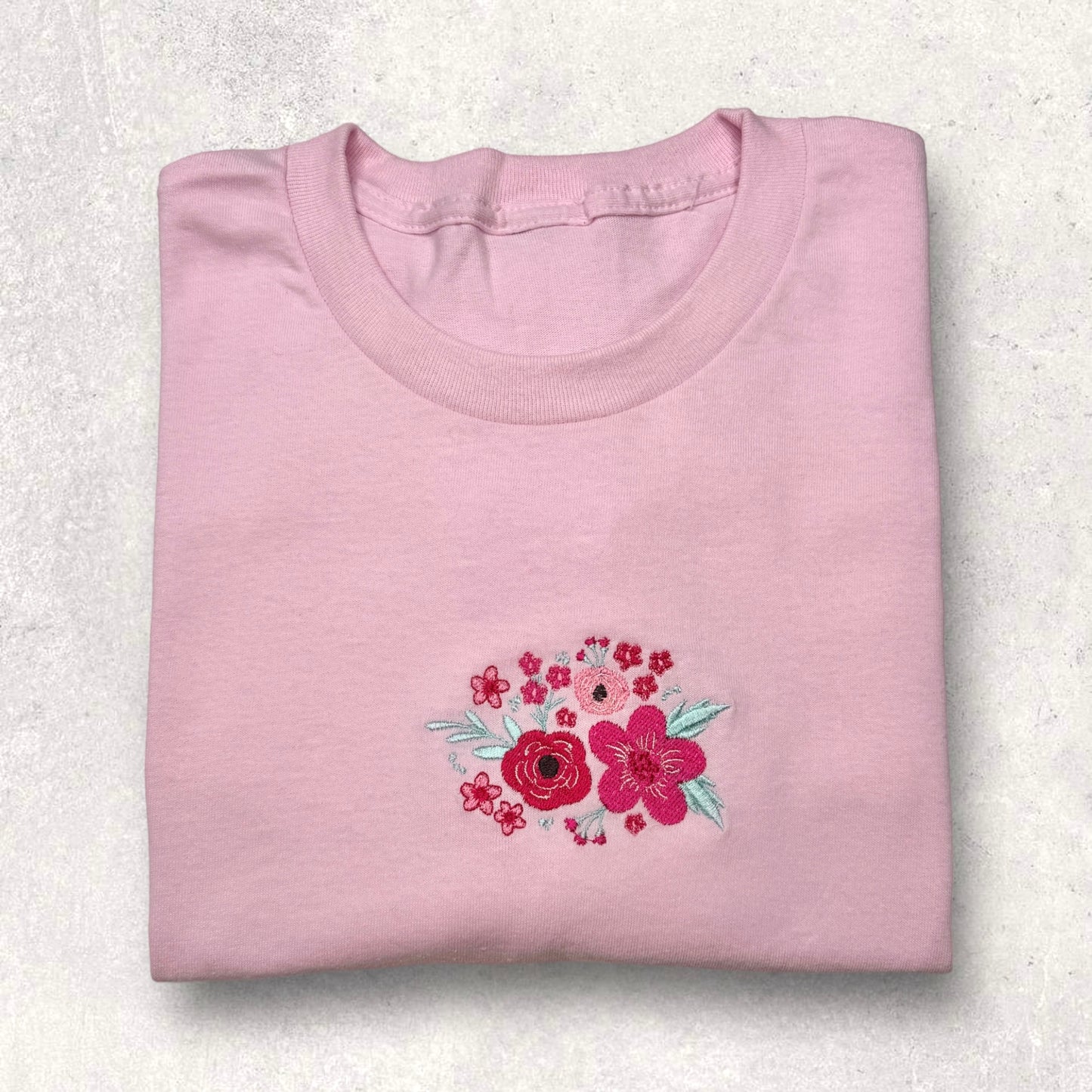 Embroidered T-shirt - 'On Chewsdays, We Wear Pink' - Pink